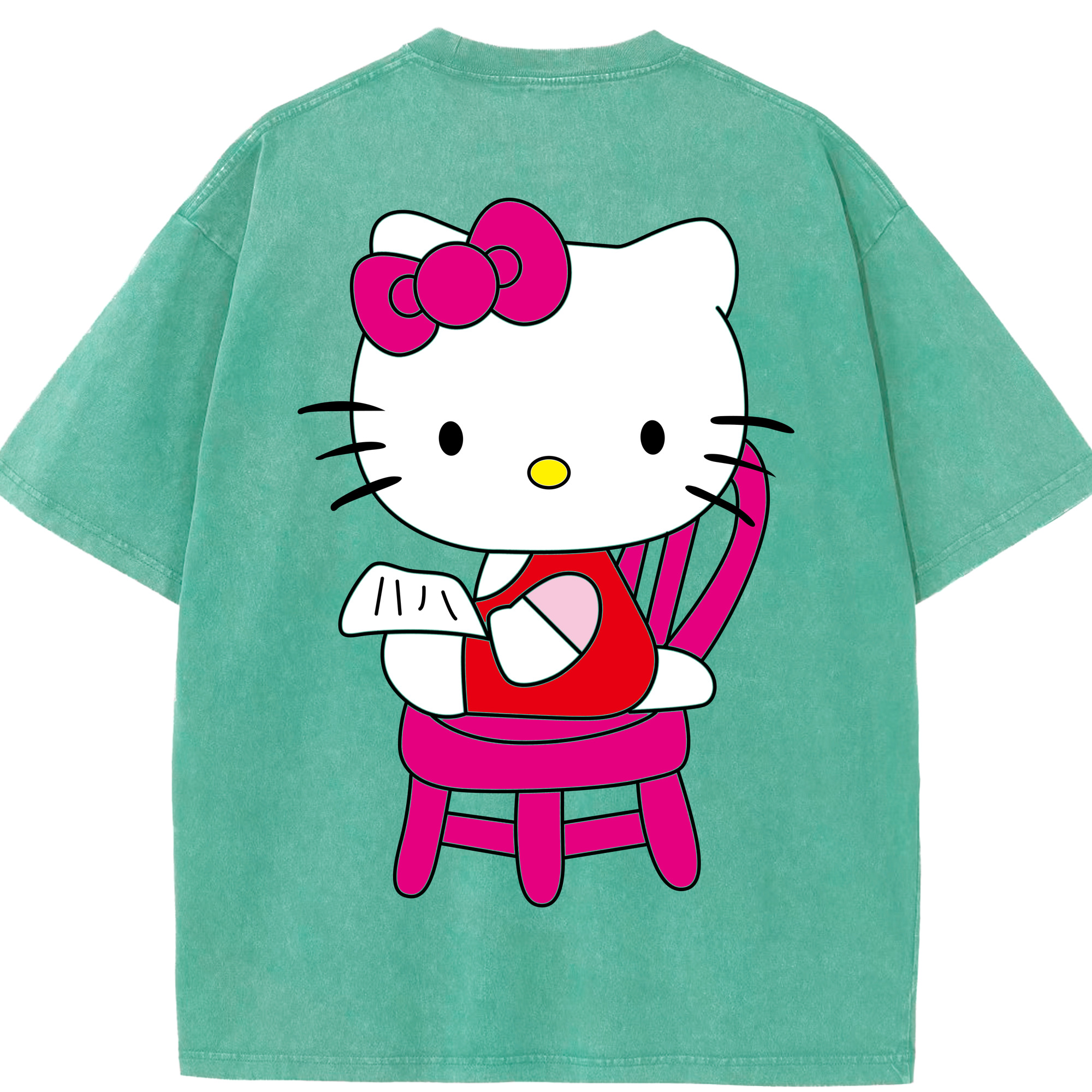 （画像用） Hello Kitty ハローキティ 綿100% ヴィンテージ風 半袖Tシャツ（背面プリント）